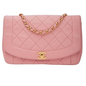 CHANEL VINTAGE PINK LAMBSKIN MEDIUM DIANA CLASSIC SINGLE FLAP BAG (Circa 1991)